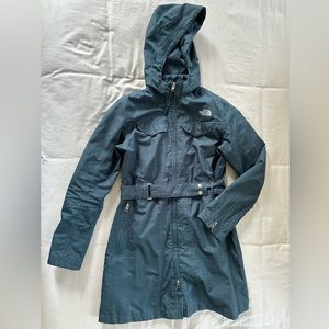 North Face Blue Trench Rain Coat
